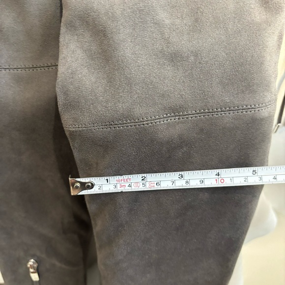 MARC FISHER Sz 9 Over the Knee Boots Drawstring Almond Toe Flat Heel In Grey - Picture 6 of 14